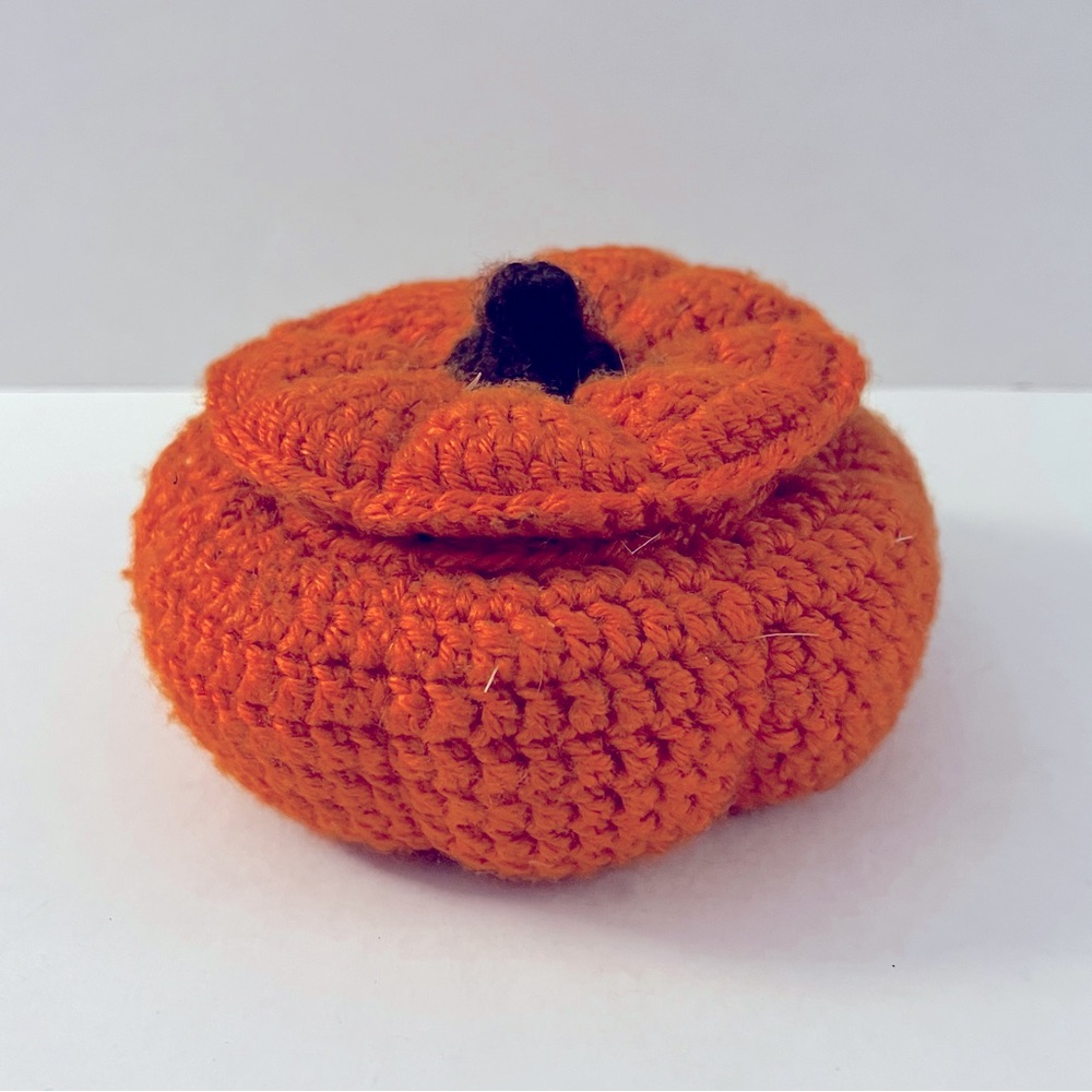 Crocheted Pumpkin Candy Dish Handmade